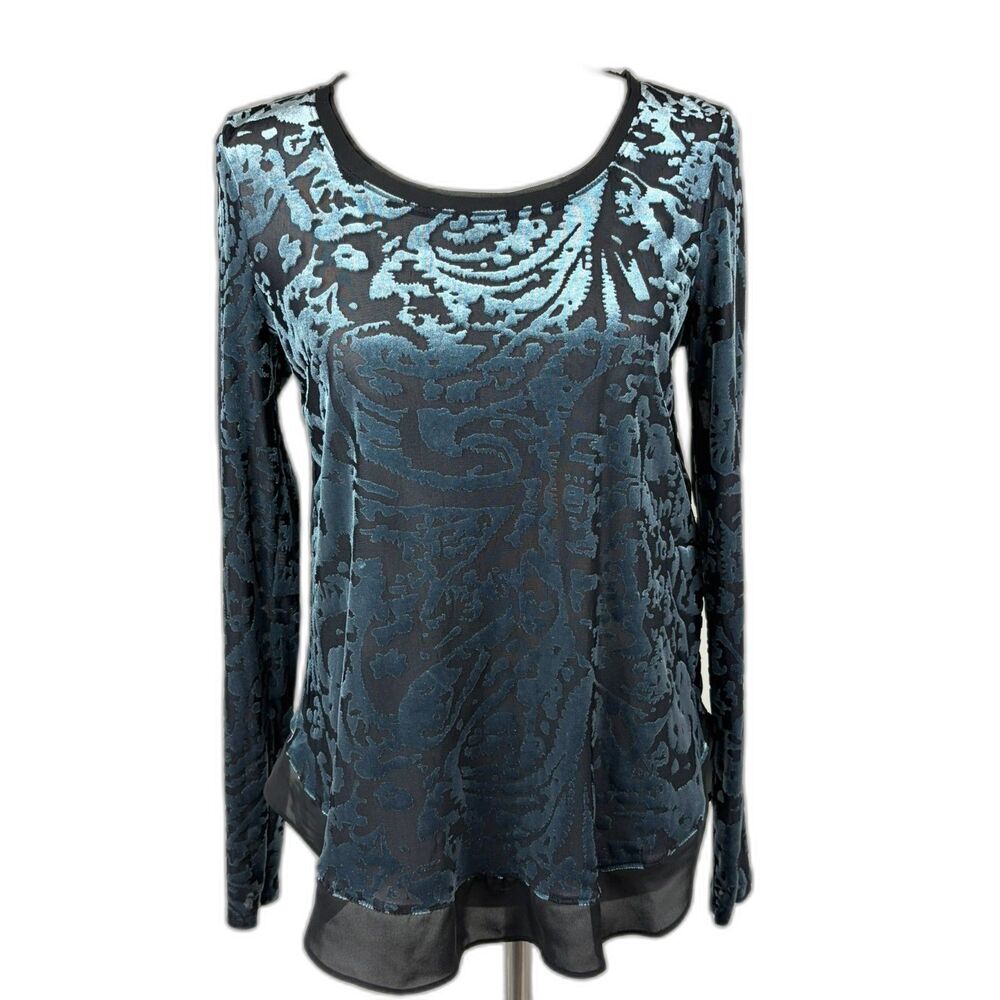 Simply Vera Velvet Burn Out Romantic Top Size S Semi Sheer Whimsigoth Glam Chic